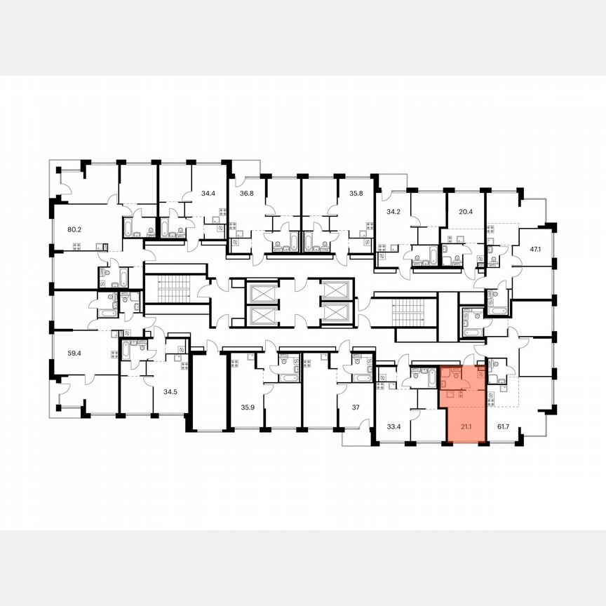 Квартира-студия, 21,1 м², 24/32 эт.
