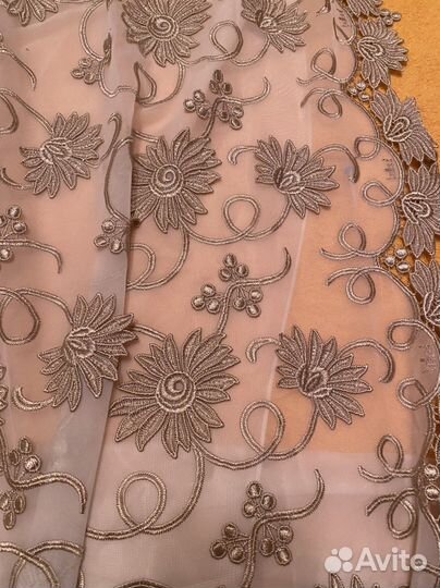 Готовый шторы тюль с вышивкой на тесьме