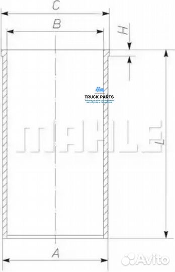 Mahle 227WT3900 Гильза цилиндра двс D0824/0826: D0836LF01.05/41/44/LOH01.03/40/41 Euro3: D0836LFL01