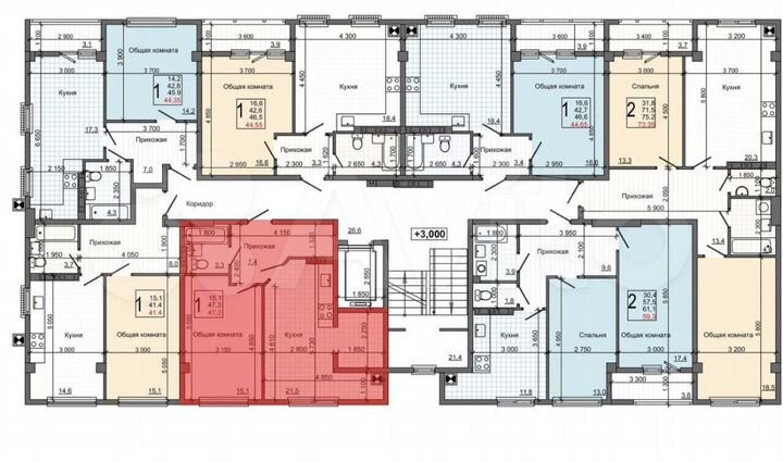 1-к. квартира, 47,3 м², 2/9 эт.