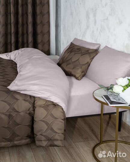 Покрывало Альба кофейный новое плед на кровать