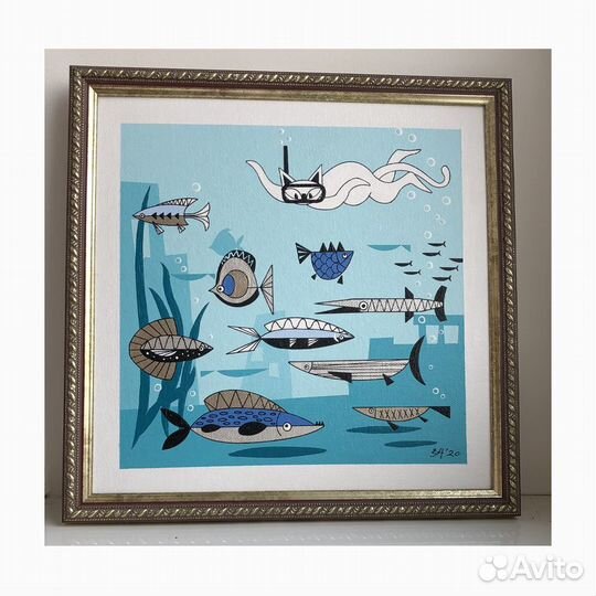 Картины с кошками Mid Century