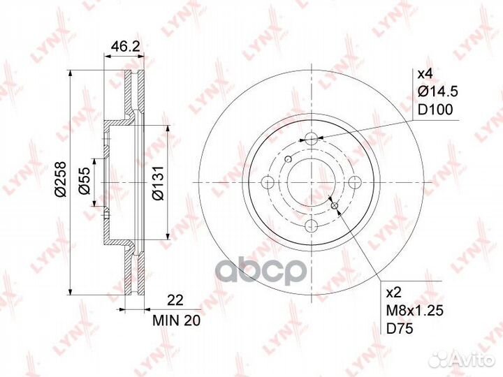 Диск тормозной перед BN1164 lynxauto