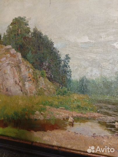 Старинная картина маслом на холсте