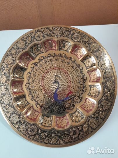 Тарелка настенная СССР Счастье в дом - латунные