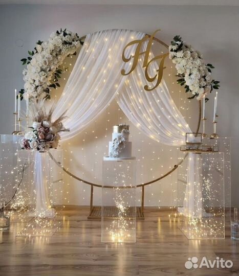 Свадебное оформление, стол молодых, декор зала