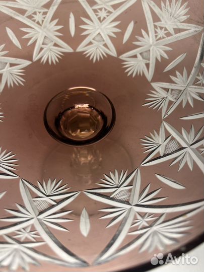 Ваза для фруктов на ножке цветное стекло СССР