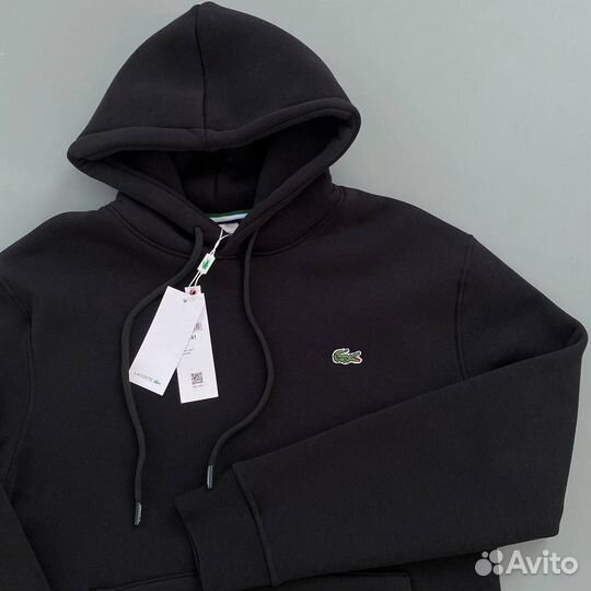 Толстовка lacoste черная с начесом