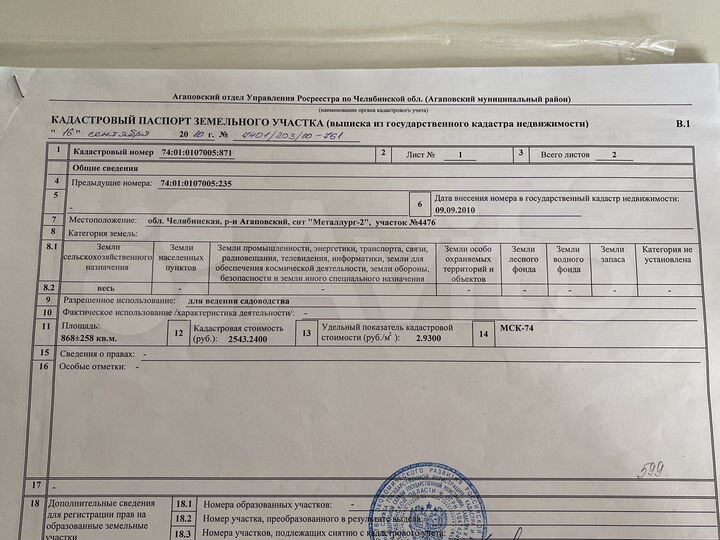 Участок 8,68 га (СНТ, ДНП)