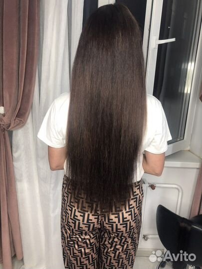 Русые волосы 50 см lux premium с работой