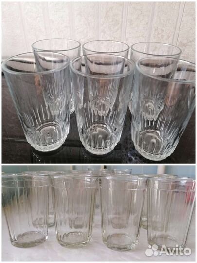 Стаканы граненые и гладкие