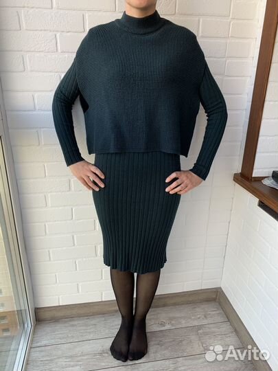 Платье теплое с пончо