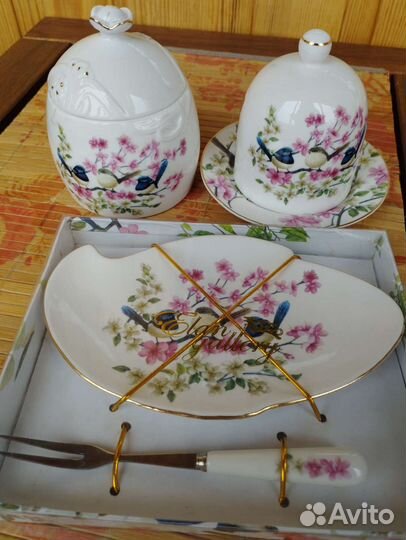 Чайный подарочный набор фарфор сахарница лимонница