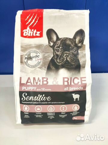 Сухой корм для щенков Blitz Sensitive ягненок