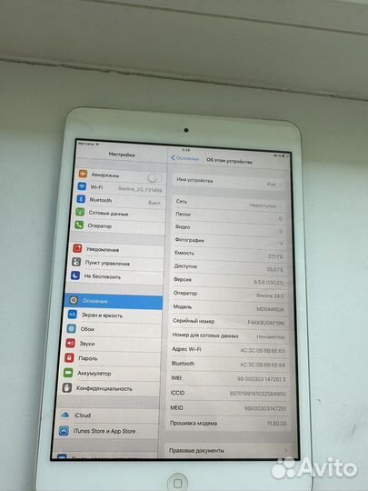 iPad mini 32 wifi + cellular