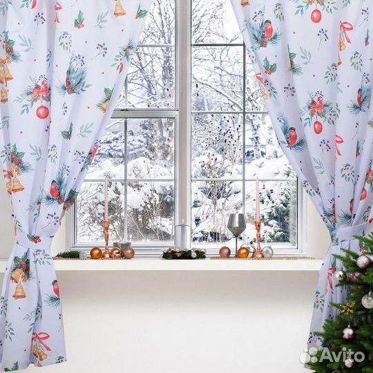 Комплект штор д/кухни с подхватами 'Christmas wrea