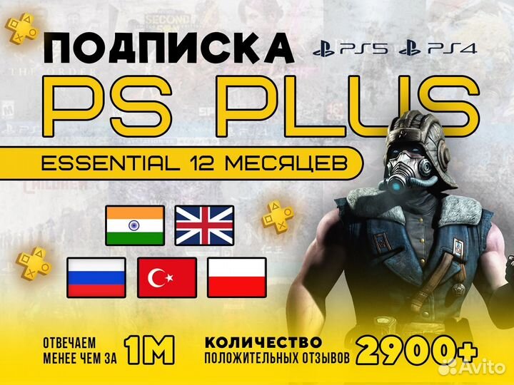 Подписка PS Plus Основная 12 месяцев