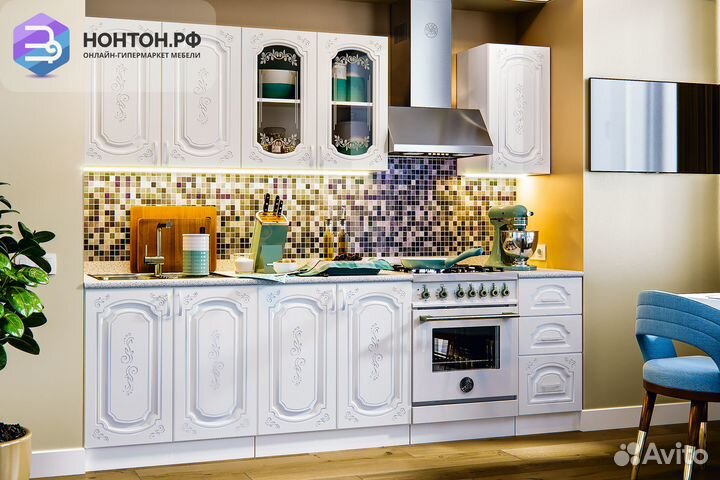 Кухня Лиза-2 2.0 м белый глянец