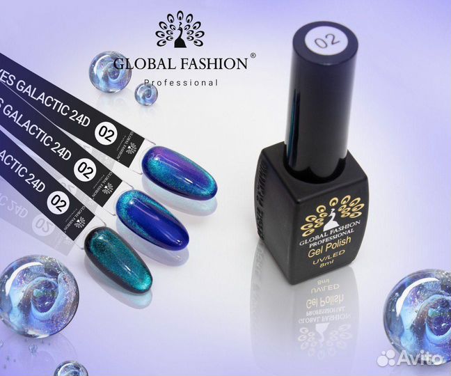 Гель лак кошачий глаз 24D Global Fashion
