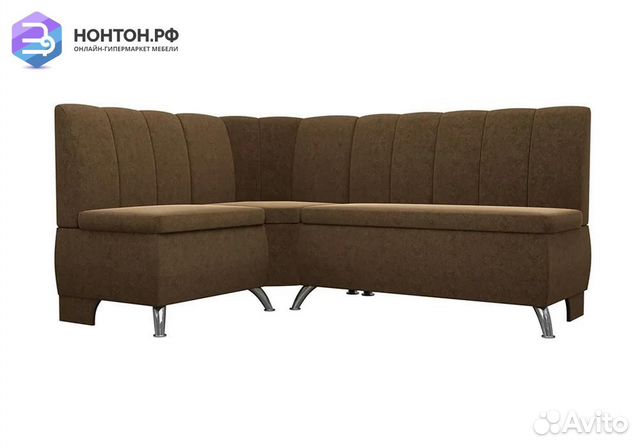 Кухонный угловой диван Кантри микровельвет коричне