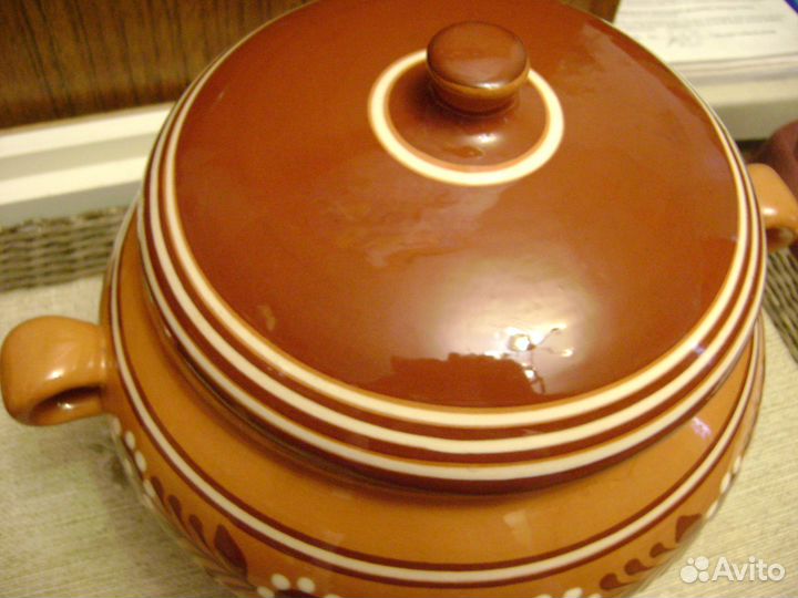 Горшок-супница 3л+тарелки 3шт керамика