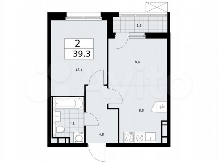 2-к. квартира, 39,3 м², 9/17 эт.