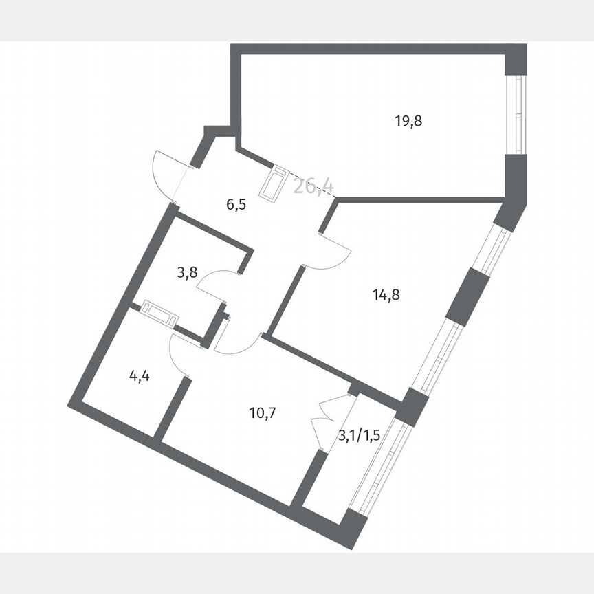 2-к. квартира, 61,7 м², 3/12 эт.
