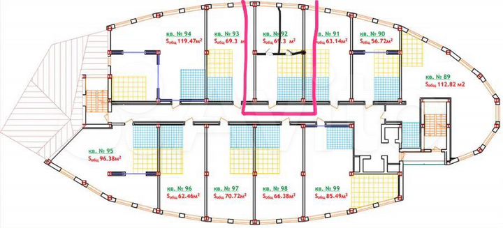 3-к. квартира, 68,7 м², 4/13 эт.