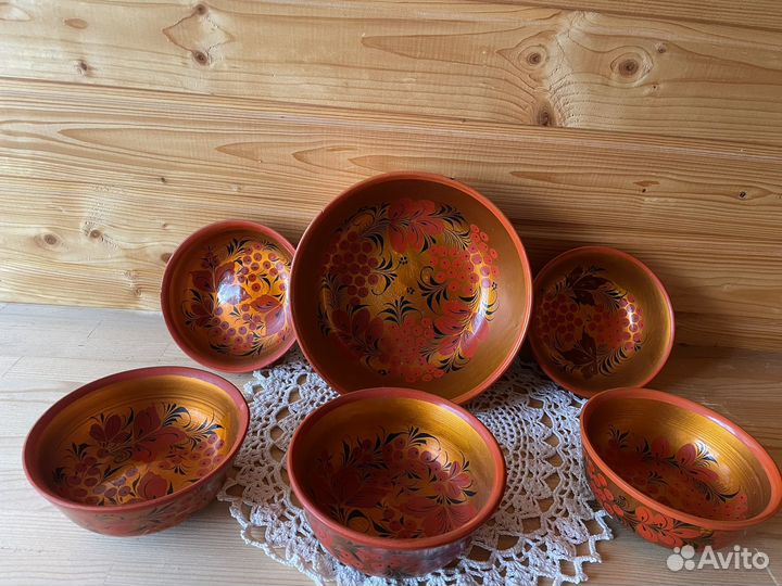 Деревянная посуда хохломская роспись