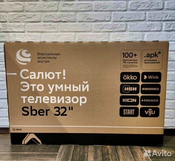 Новый Телевизор Sber SDX-32H2012B, 32»(81 см), HD