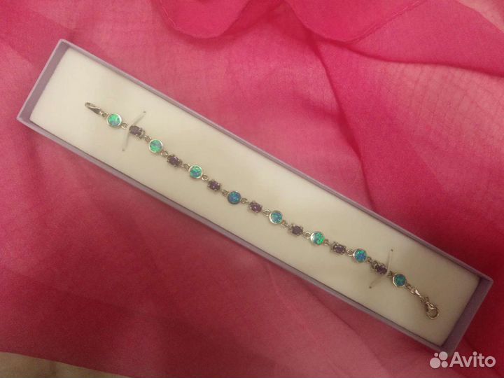 Серебряный браслет с натуральными камнями Греция