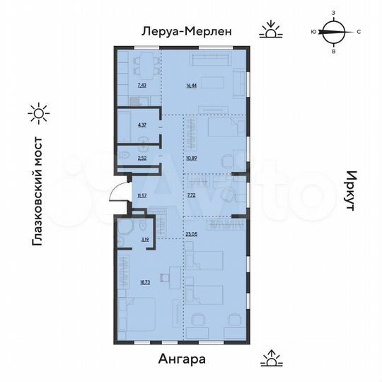 2-к. квартира, 105,9 м², 8/19 эт.