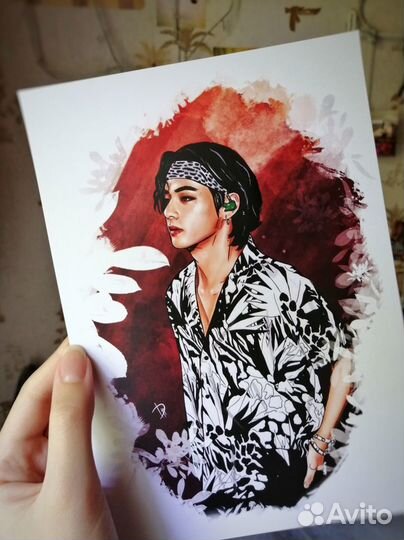 BTS Тэхен рисунки принты