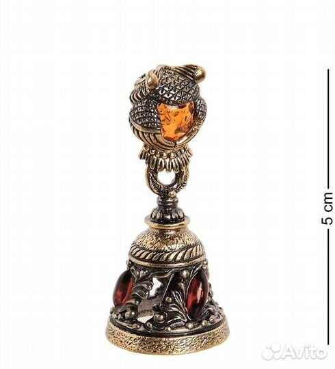 Фигурка Колокольчик-Сова (латунь, янтарь) A2035637