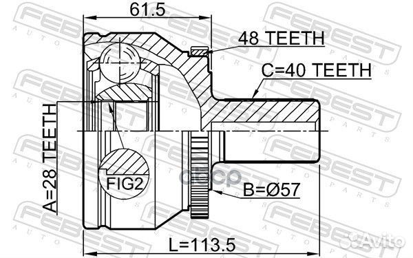 ШРУС volvo S80 2007- наружный 28x57x40 2710-XC