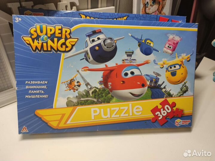 Пазлы (2 шт) роботы поезда и супер самолеты