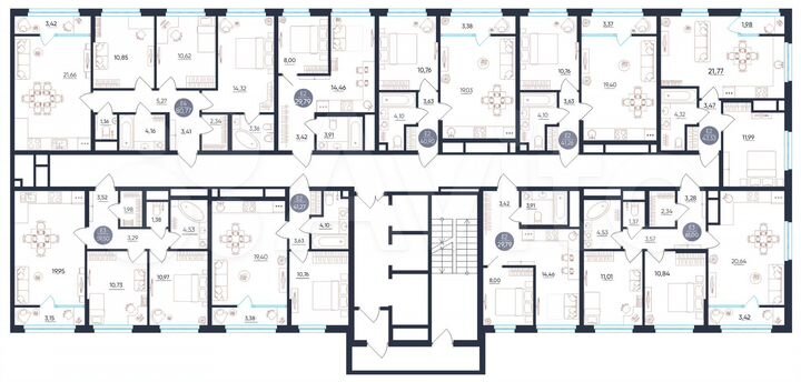 2-к. квартира, 61 м², 21/25 эт.