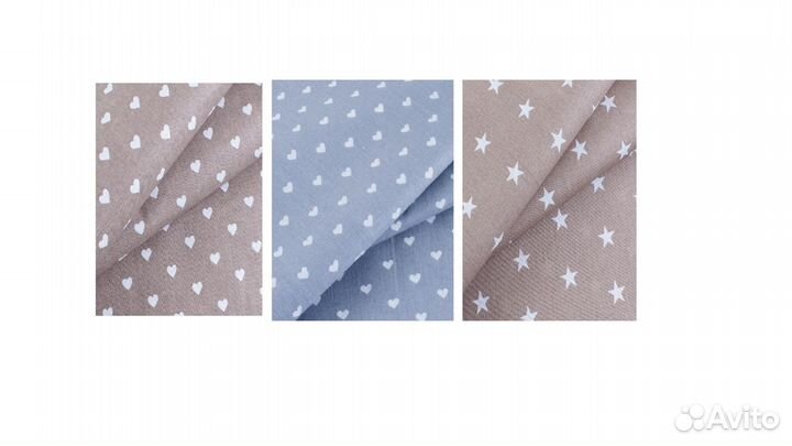 Ткань бязь набивная,2 цвета сердечки звезды