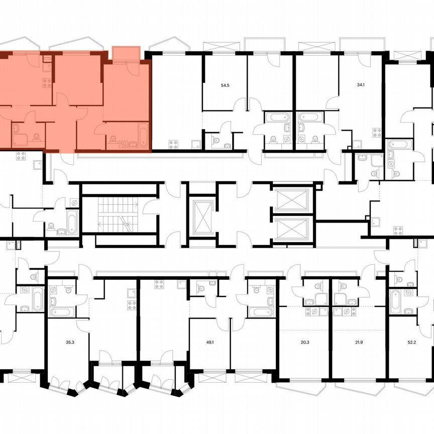 3-к. квартира, 73,3 м², 7/23 эт.