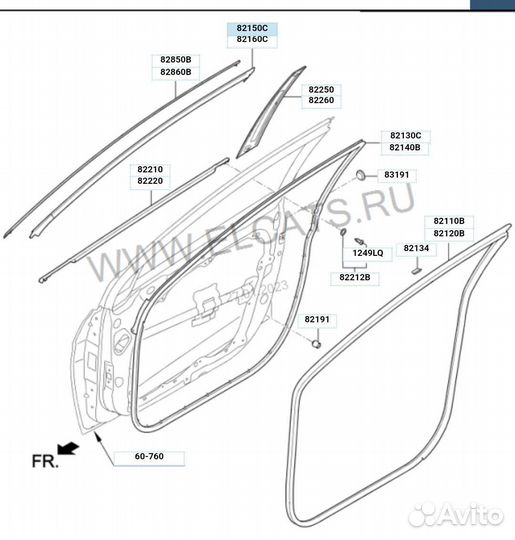 Уплотнитель верхний двери передней лев hyundai I40