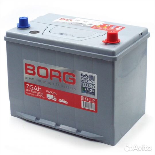 Аккумулятор borg Premium Asia 85D26R 75 Ач п.п