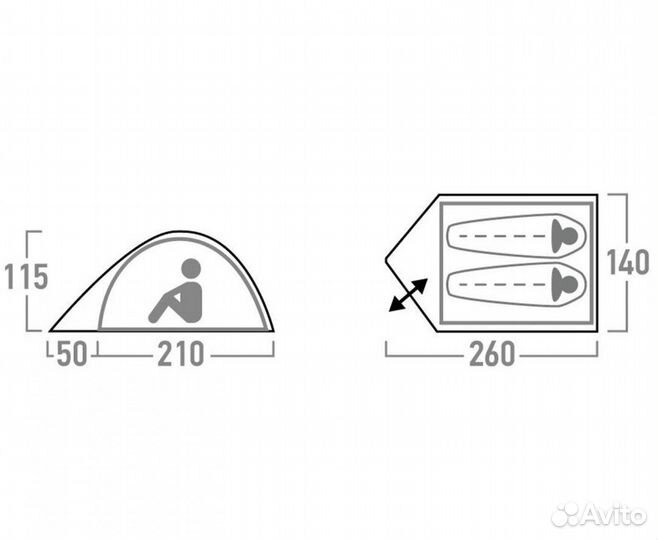 Палатка 2 х местная двухслойная Dome 2. Новая
