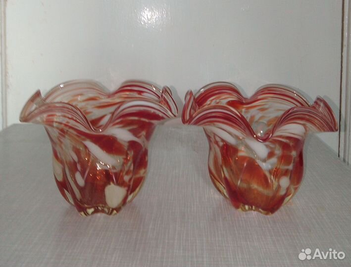 Ваза конфетница Гутное стекло чсср 2 шт
