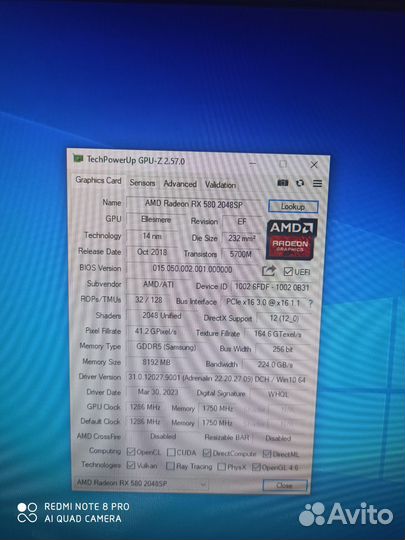 Видеокарта rx580 8gb xfx