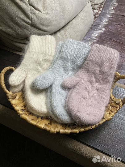 Варежки из пуха норки