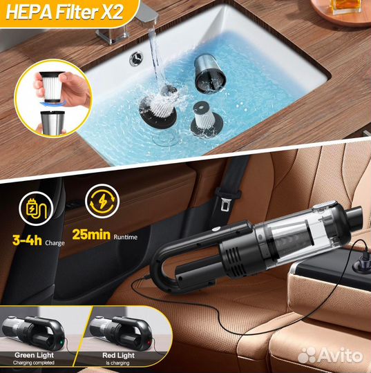 Беспроводной автомобильный пылесос новый