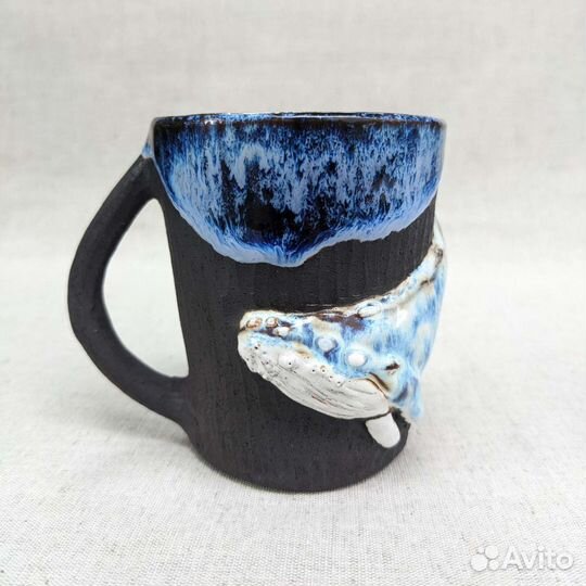Кружка ручной работы керамическая с китом