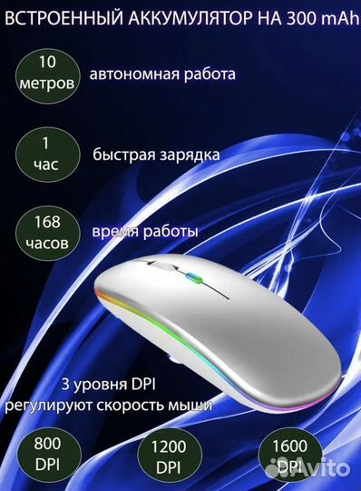 Мышка компьютерная беспроводная бесшумная