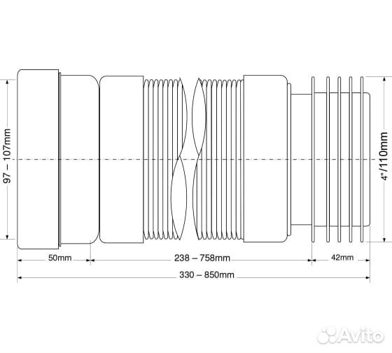 Гофра для унитаза 850мм McAlpine