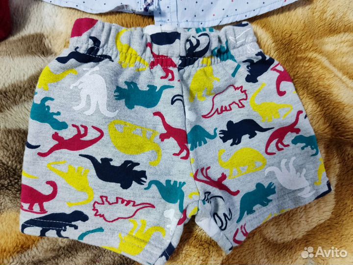 Рубашка для мальчика 86 размер, шорты, шапочка